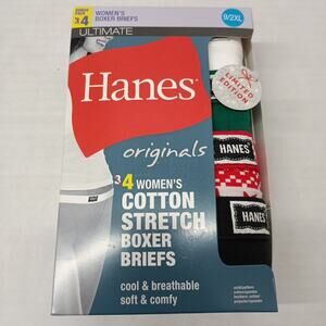 NEW! Women’s Hanes 4 Pk Ultimate Cotton Stretch Boxer Briefs Size 9/2XL